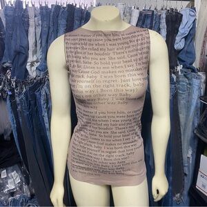 Brown Skin Nude Lady Gaga Born This Way Lyrics Shirt Sheer Transparent Mesh Tank